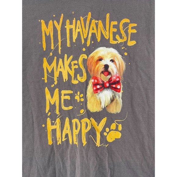 NWT Women's Gray Havanese Dog Puppy Graphic Tee T Shirt Top Size Small - Picture 3 of 10
